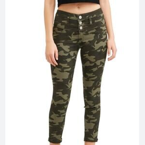Stretch skinny Camo ankle jeans, Green brown khaki camouflage ankle pants